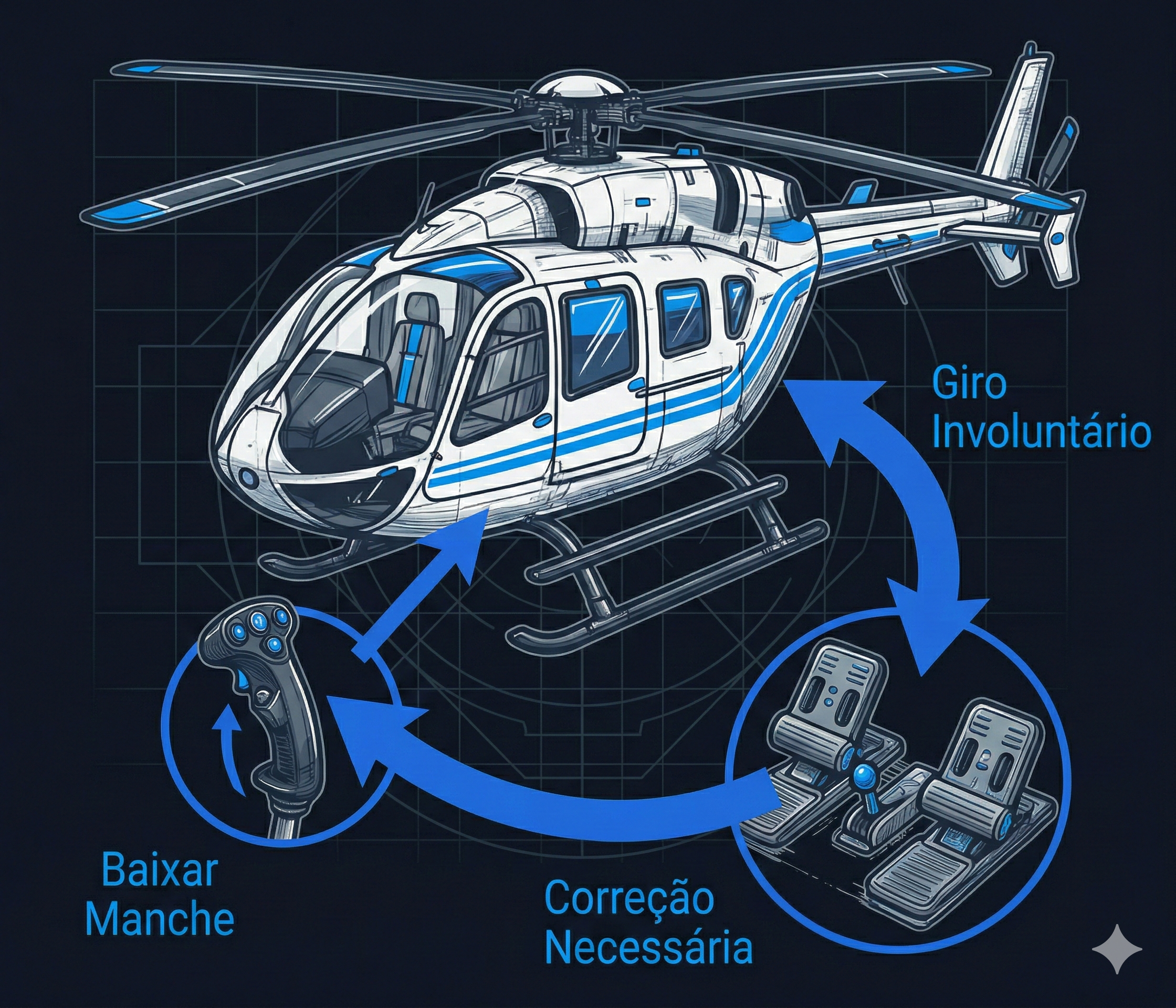 Helicóptero com controles acoplados — sistema não ortogonal